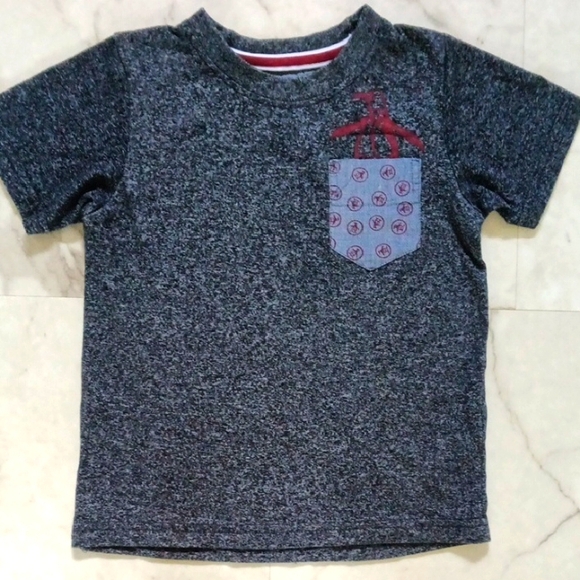 Original Penguin Charcoal T-Shirt with Patterned Pocket - Picture 1 of 6